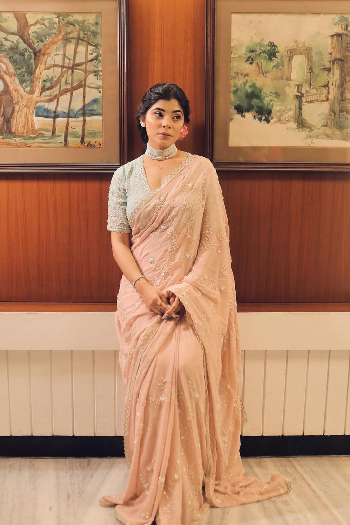Sakshi Keshwani Pink Mirella Saree