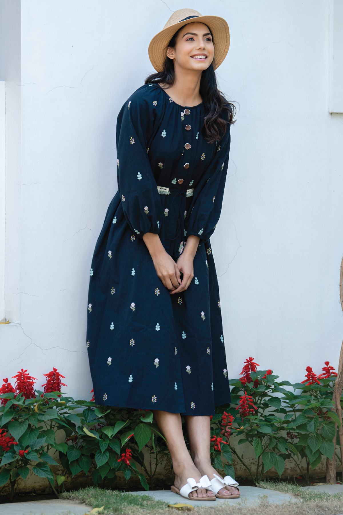sachin and babi light blue dress Sera Women Floral Print V-Neck Fit & Flare Flared Goa Dress For Women (Blue, S) main image 1
