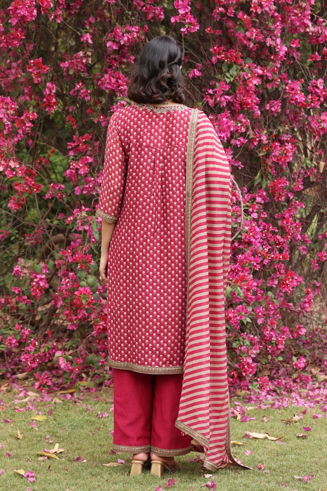 Red Anargul Kurta Set