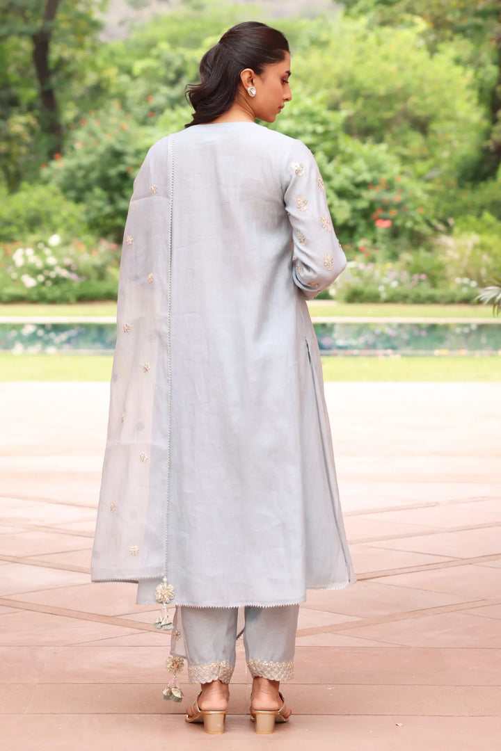 Ice Blue Vrinda Yoke Kurta Set