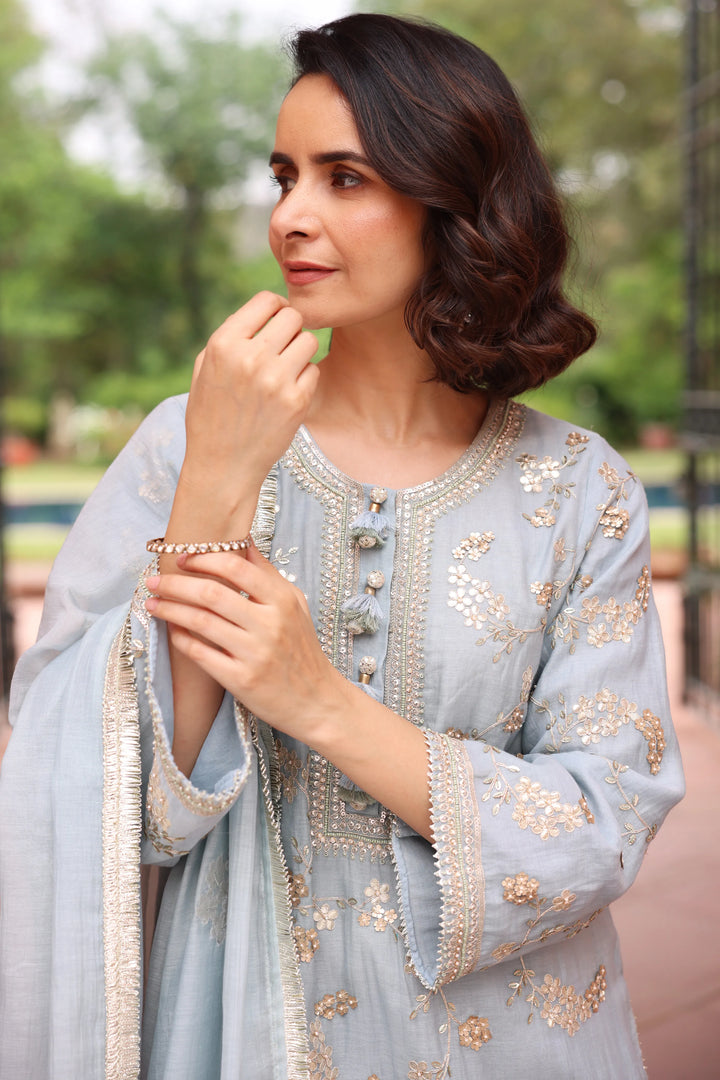 Ice Blue Vrinda Gota Jaal Kurta Set