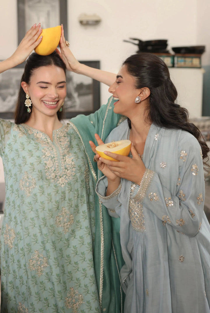 Ice Blue Vrinda Yoke Kurta Set