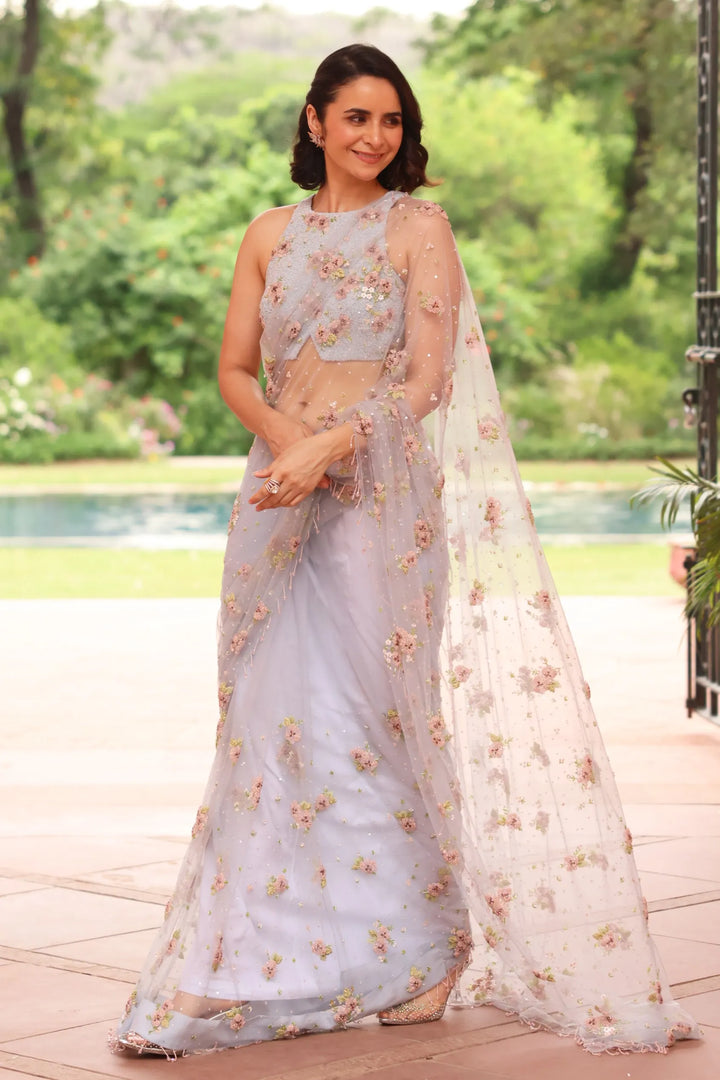 Blue Crystal Garden Saree