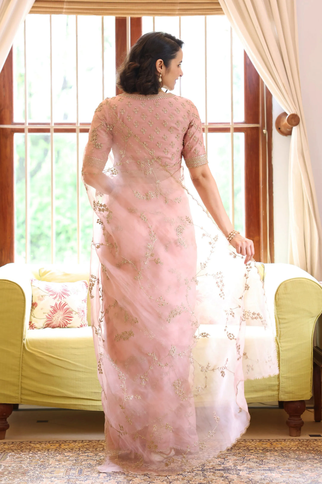 Noor Pink Vrinda Dori Saree Set