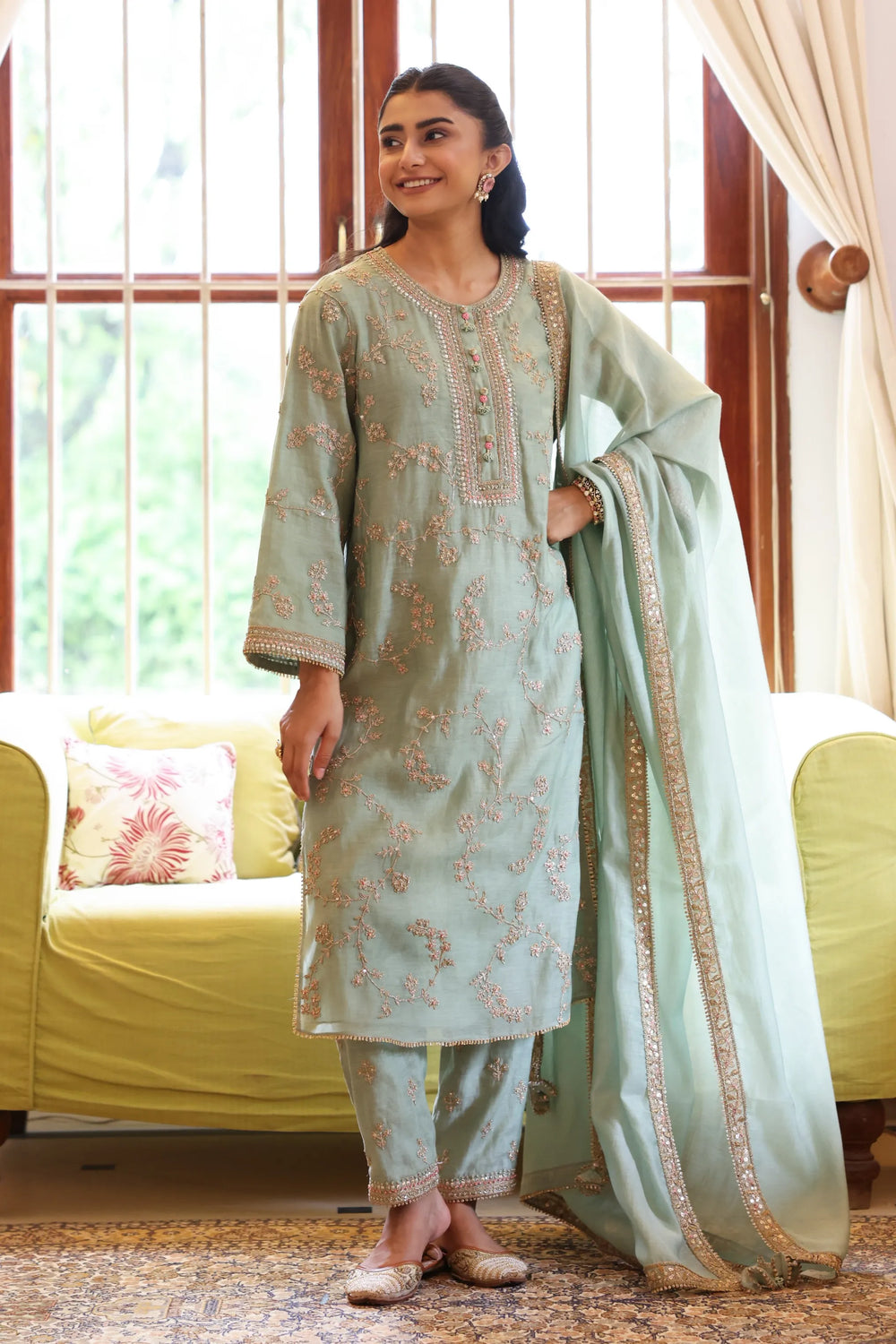 Teal Vrinda Dori Kurta Set