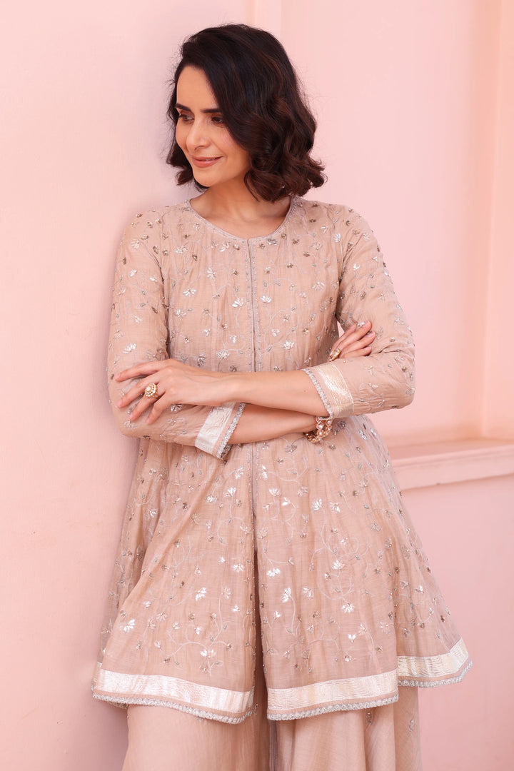 Beige Delara Short Anarkali