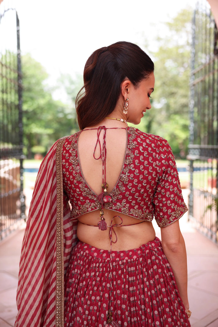Red Anargul Lehenga