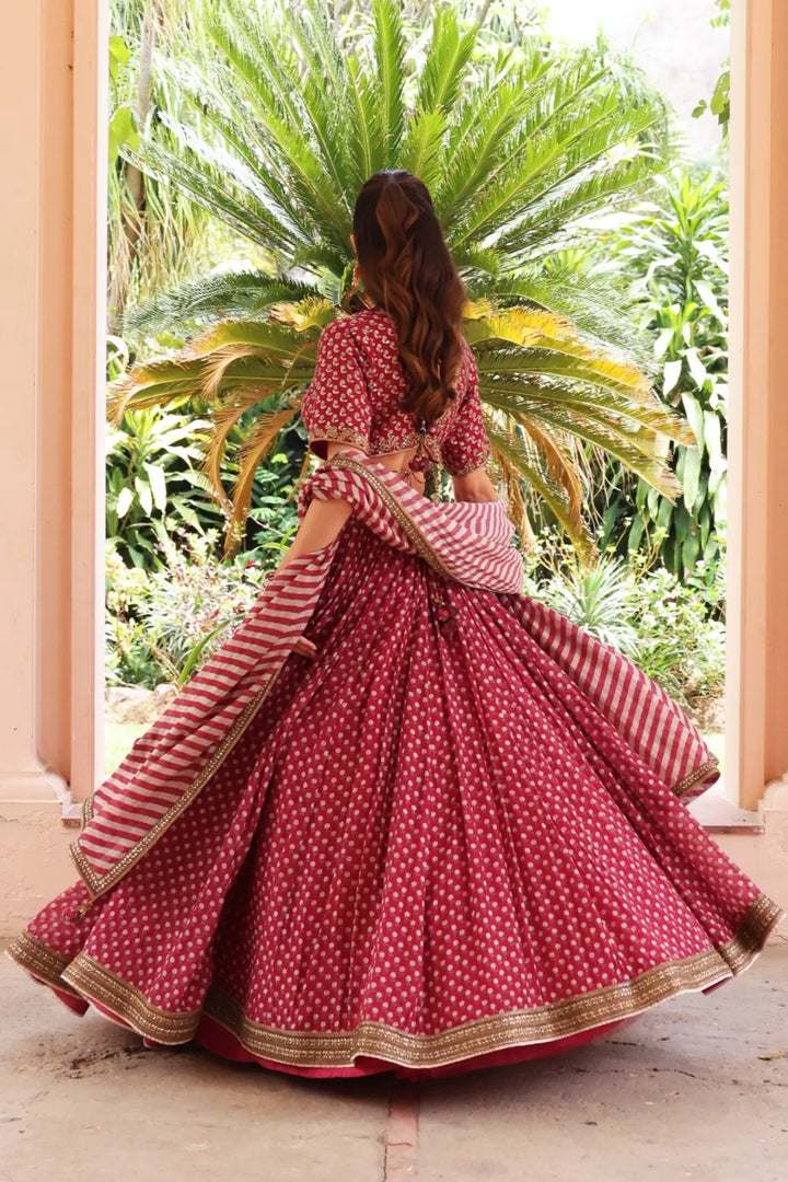 Red Anargul Lehenga