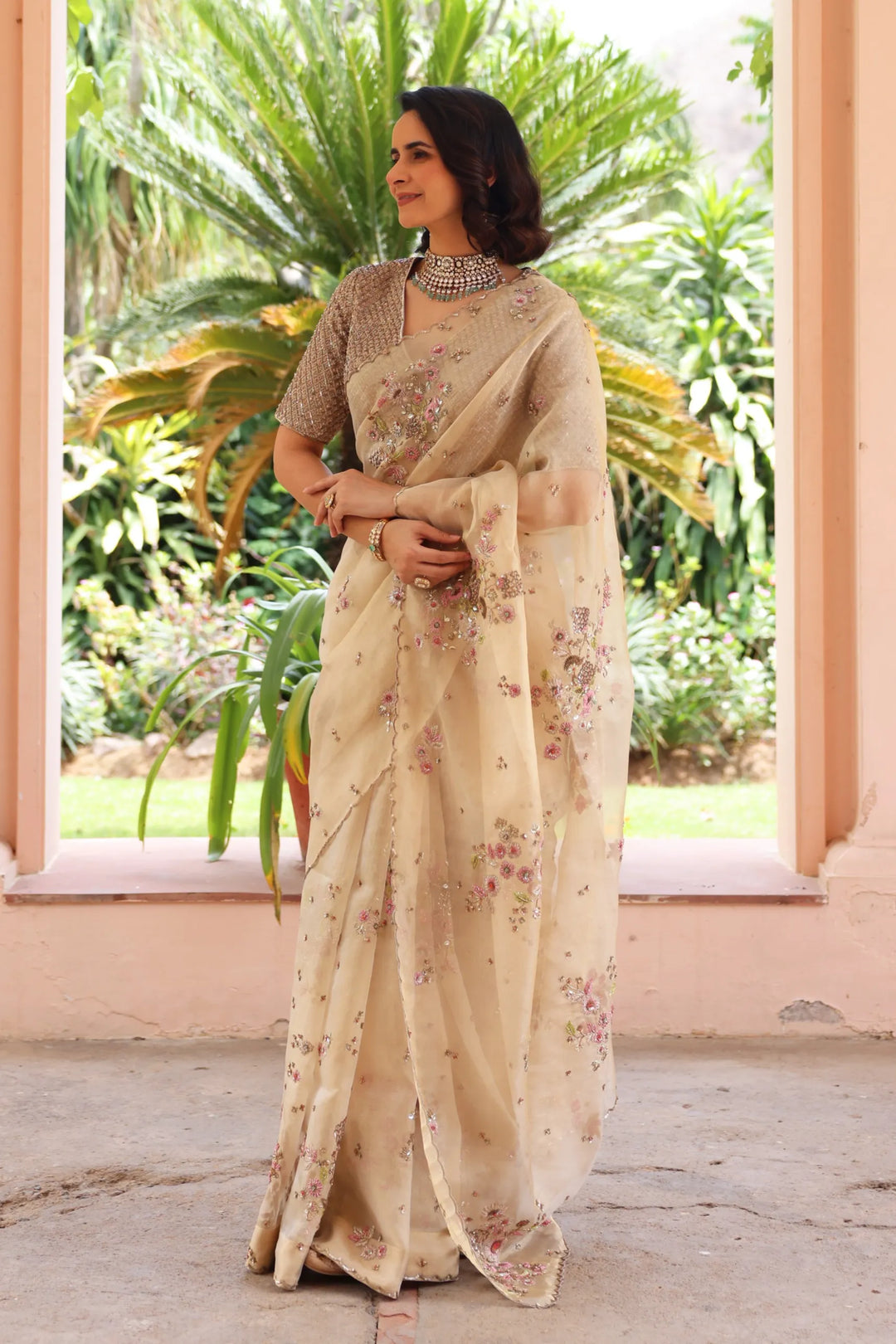 Gold Nafees Saree