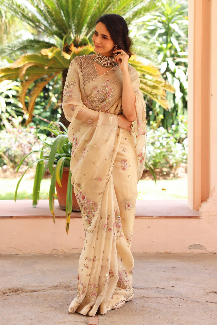 Gold Nafees Saree