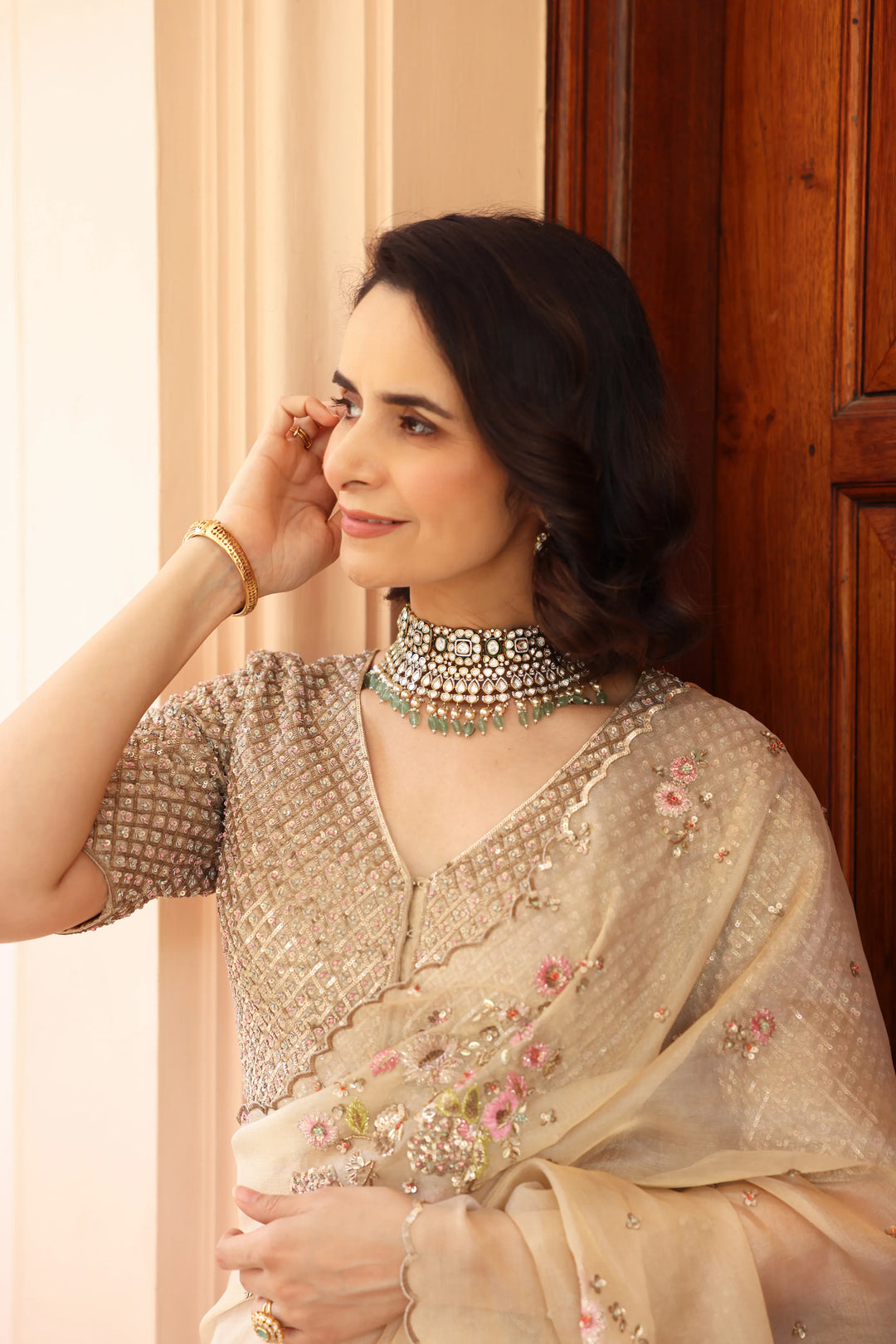 Gold Nafees Saree