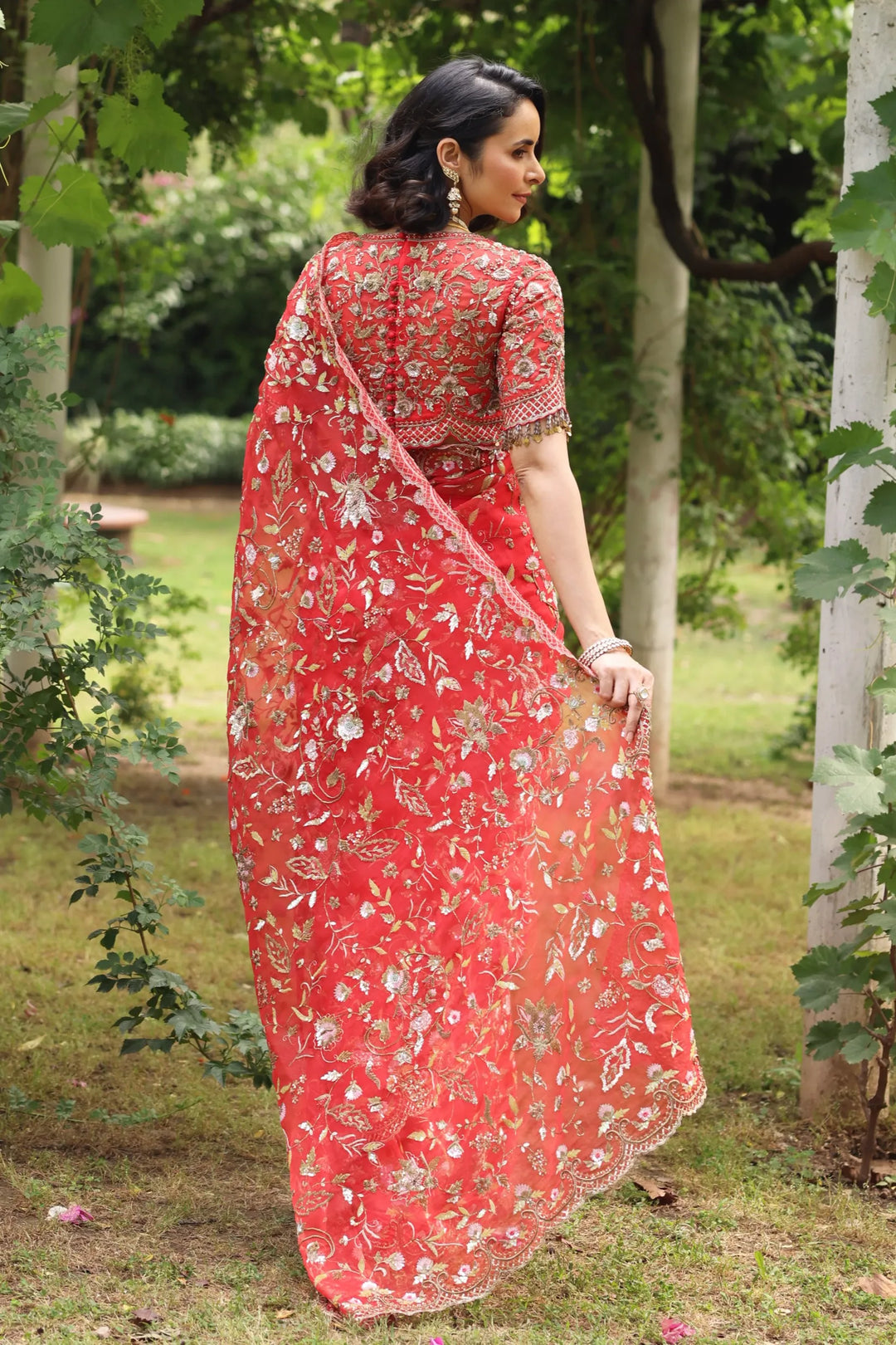 Red Wedding Bloom Saree