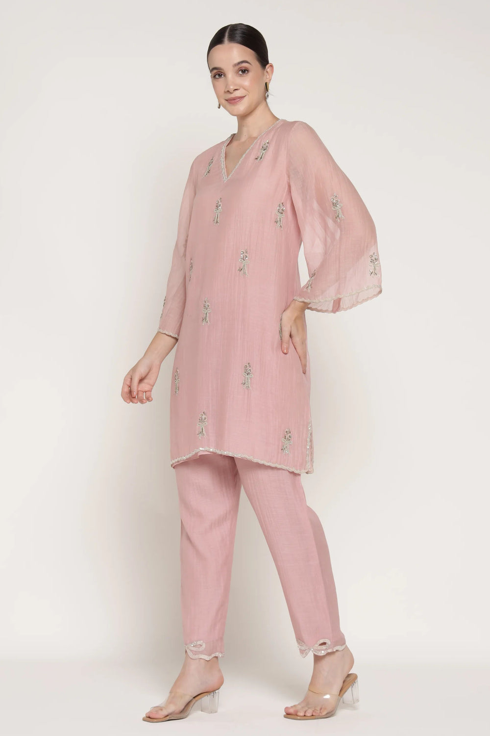 Noor Pink Bell Bow Coord Set