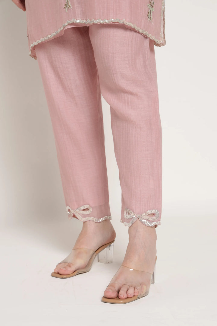 Noor Pink Bell Bow Coord Set