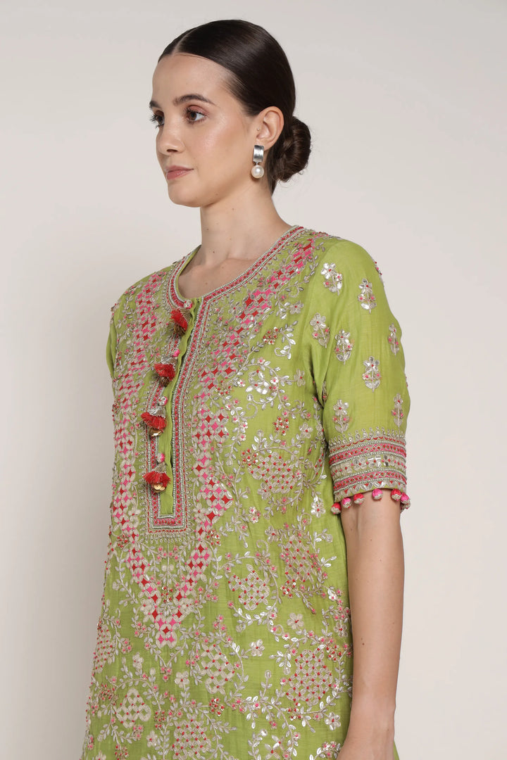 Lime Green Vrinda Garara Set