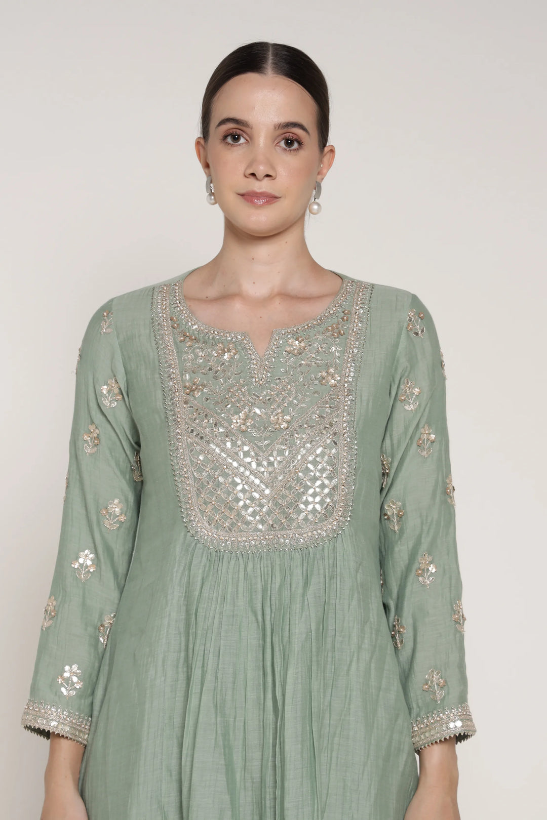 Winter Teal Yoke Vrinda Kurta Set