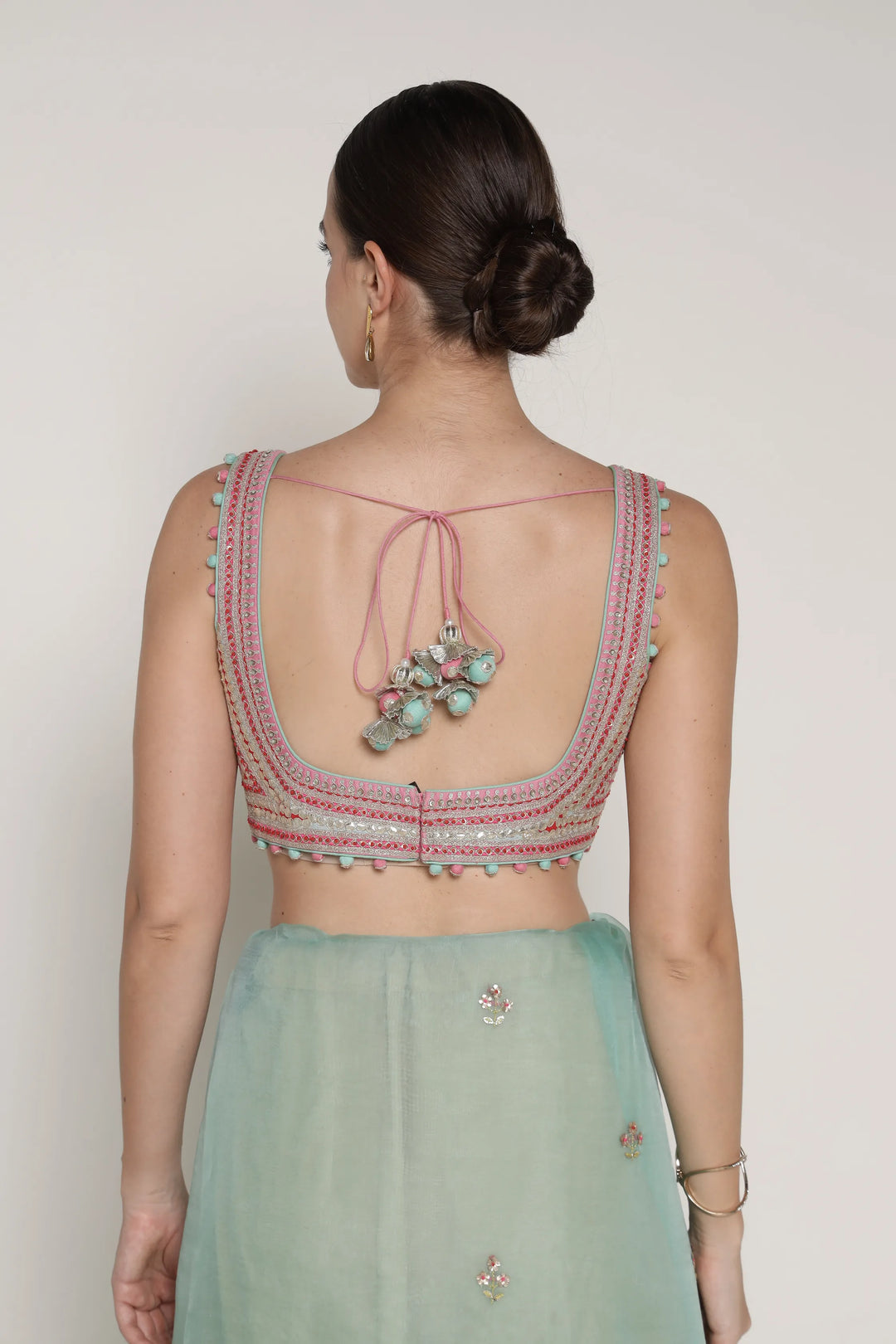 Turq Gota 3 Flower Saree