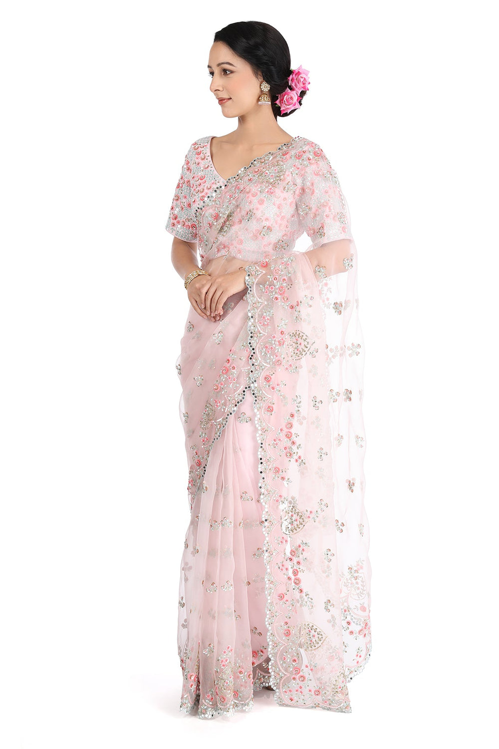 Pink Elephant Heavy Saree