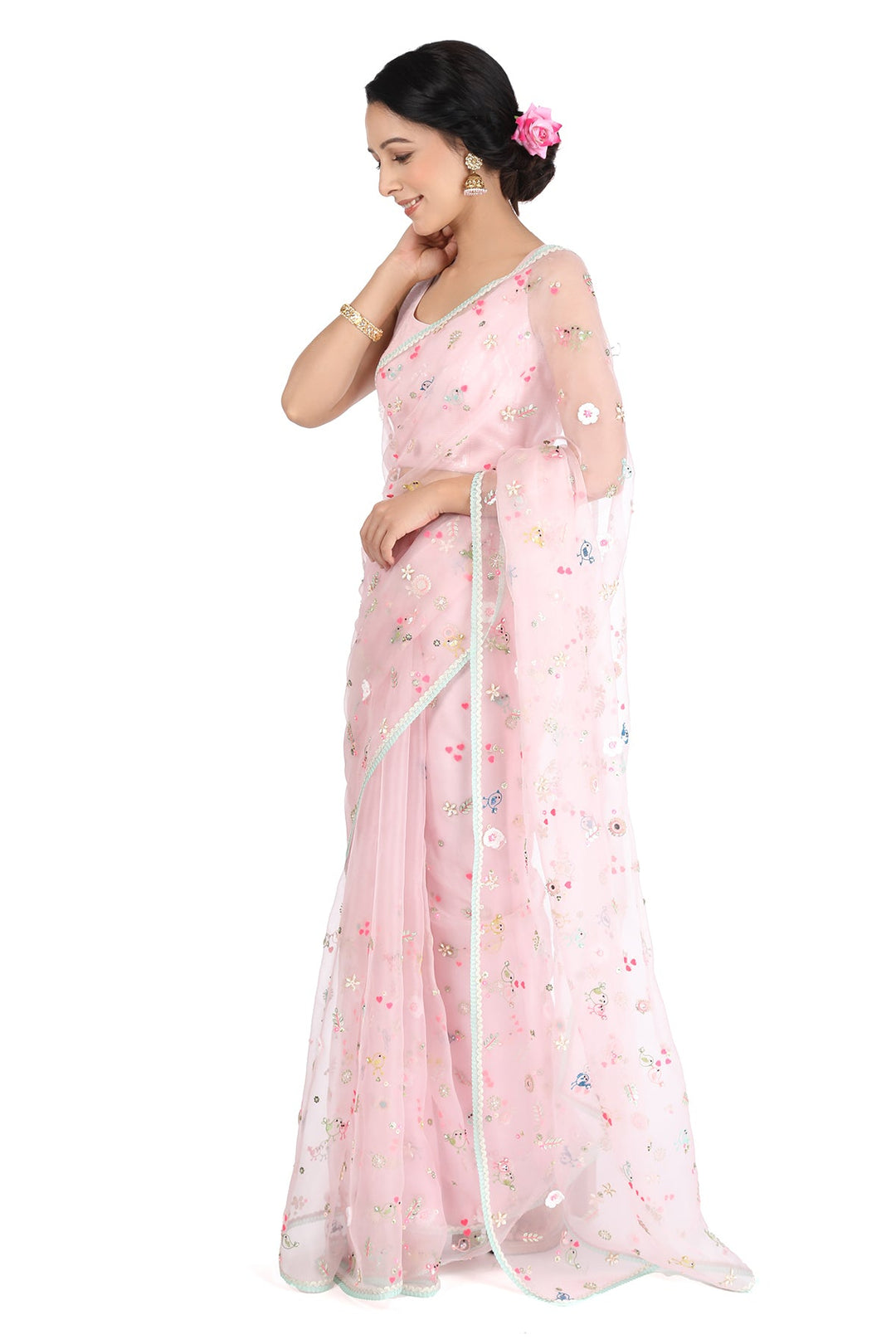 Pink Bird Story Saree