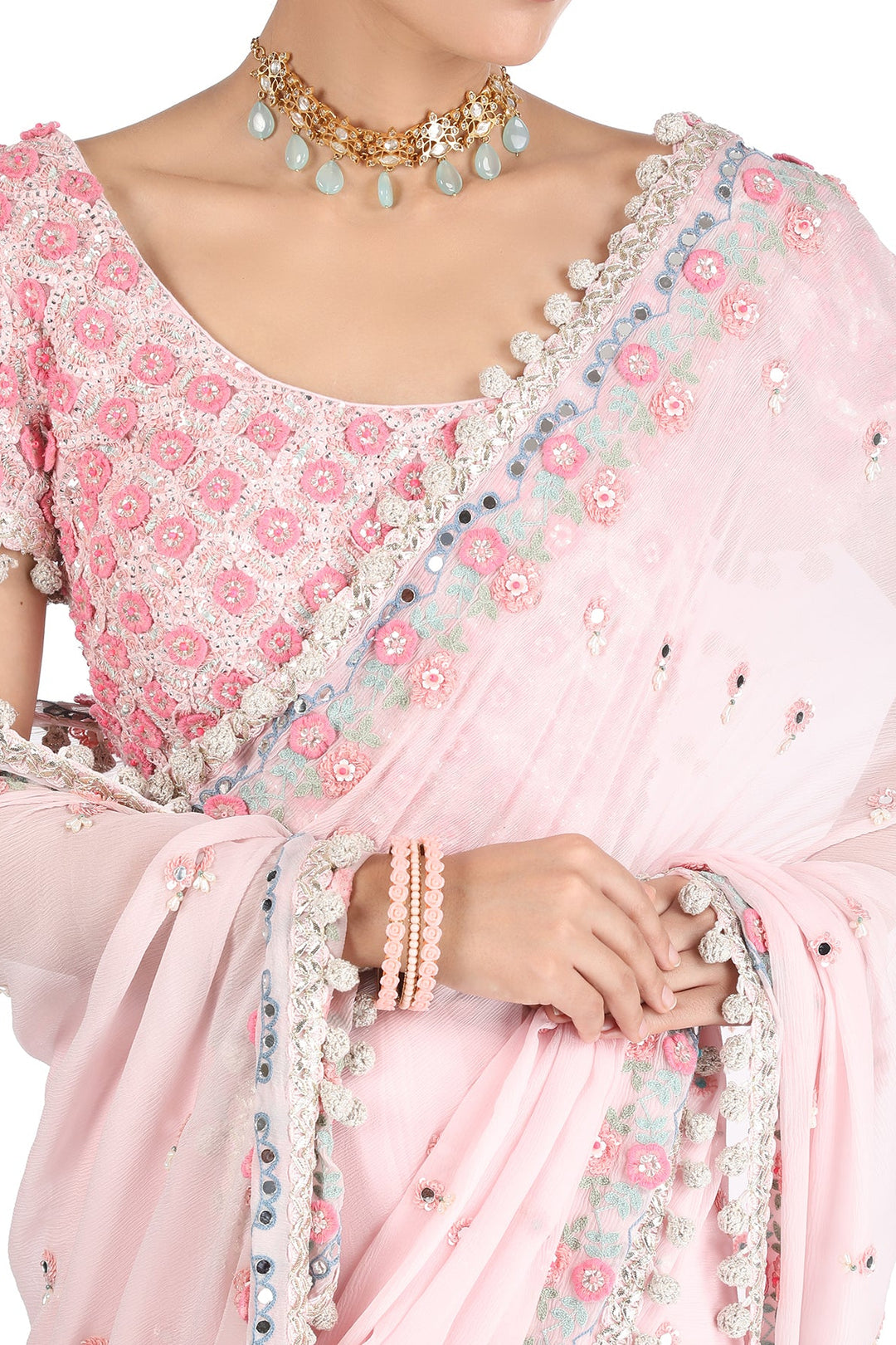 Pink Flower Power Saree