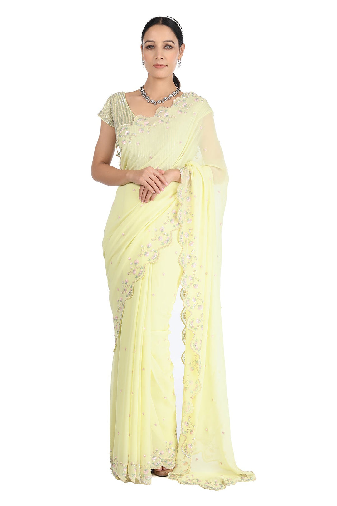 Lime Dutch Sequin Saree