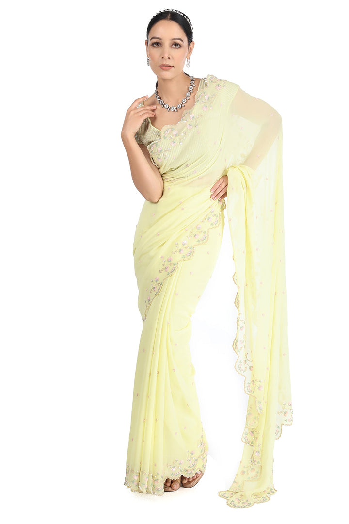 Lime Dutch Sequin Saree