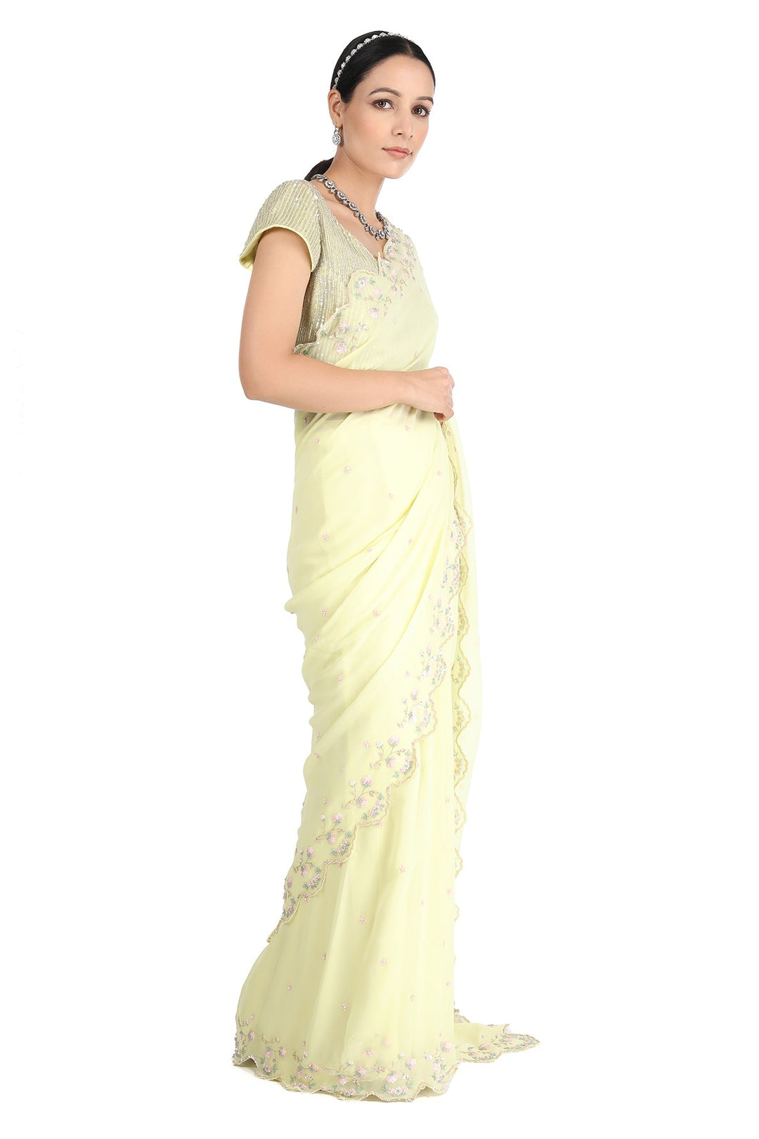 Lime Dutch Sequin Saree