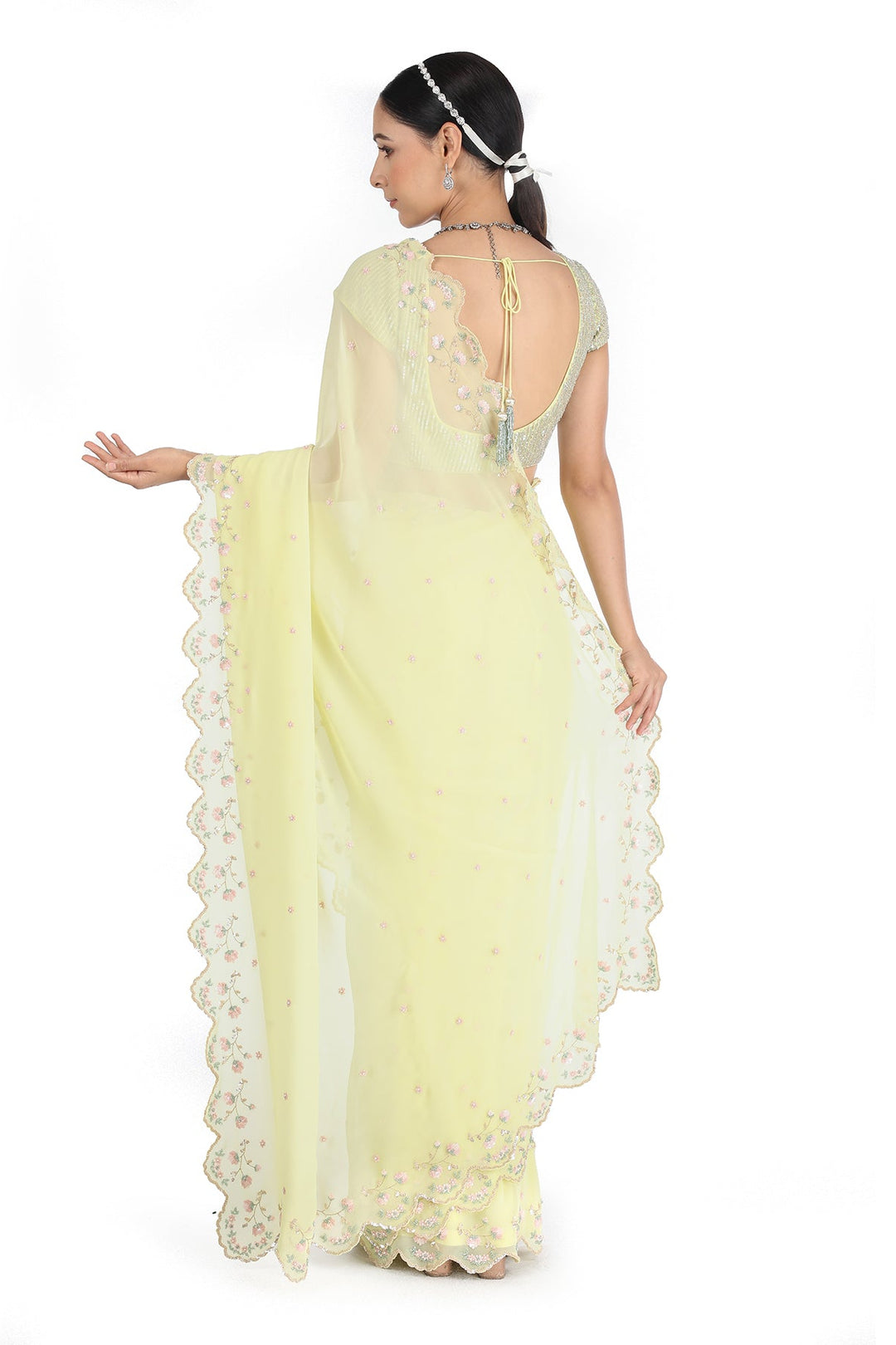 Lime Dutch Sequin Saree