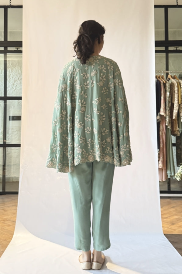 Green Sparkling Poncho Set