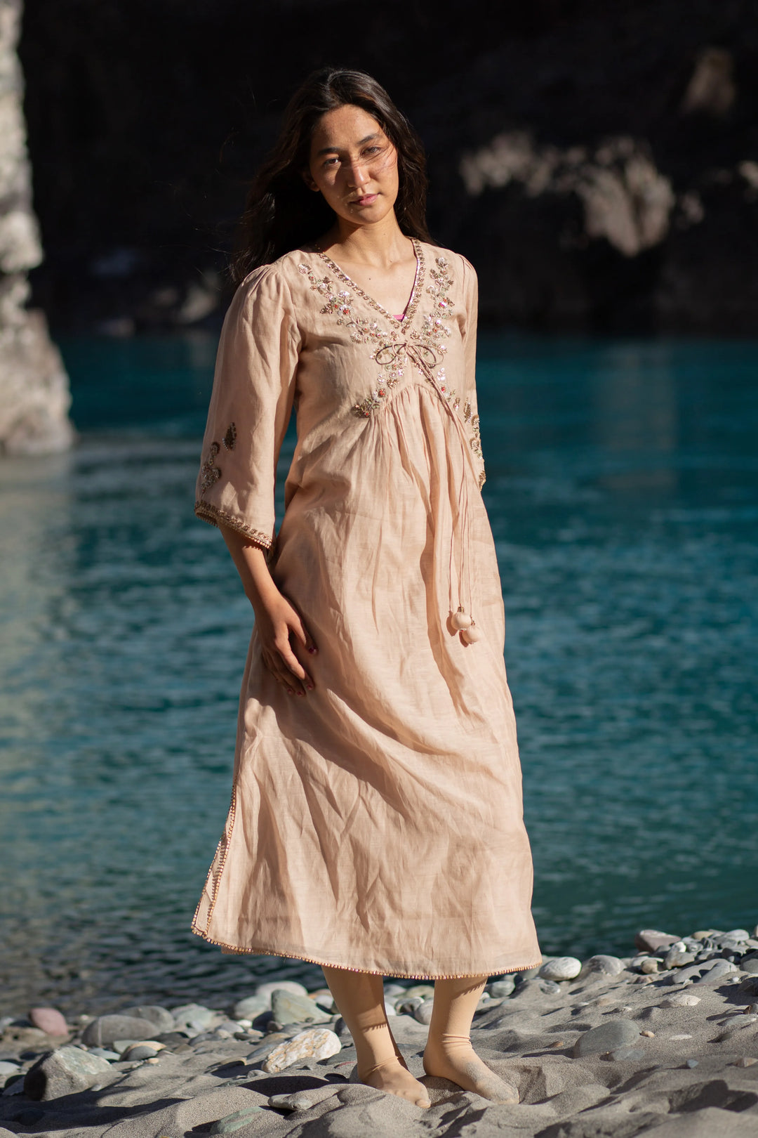 Beige Noor E Phool Dress