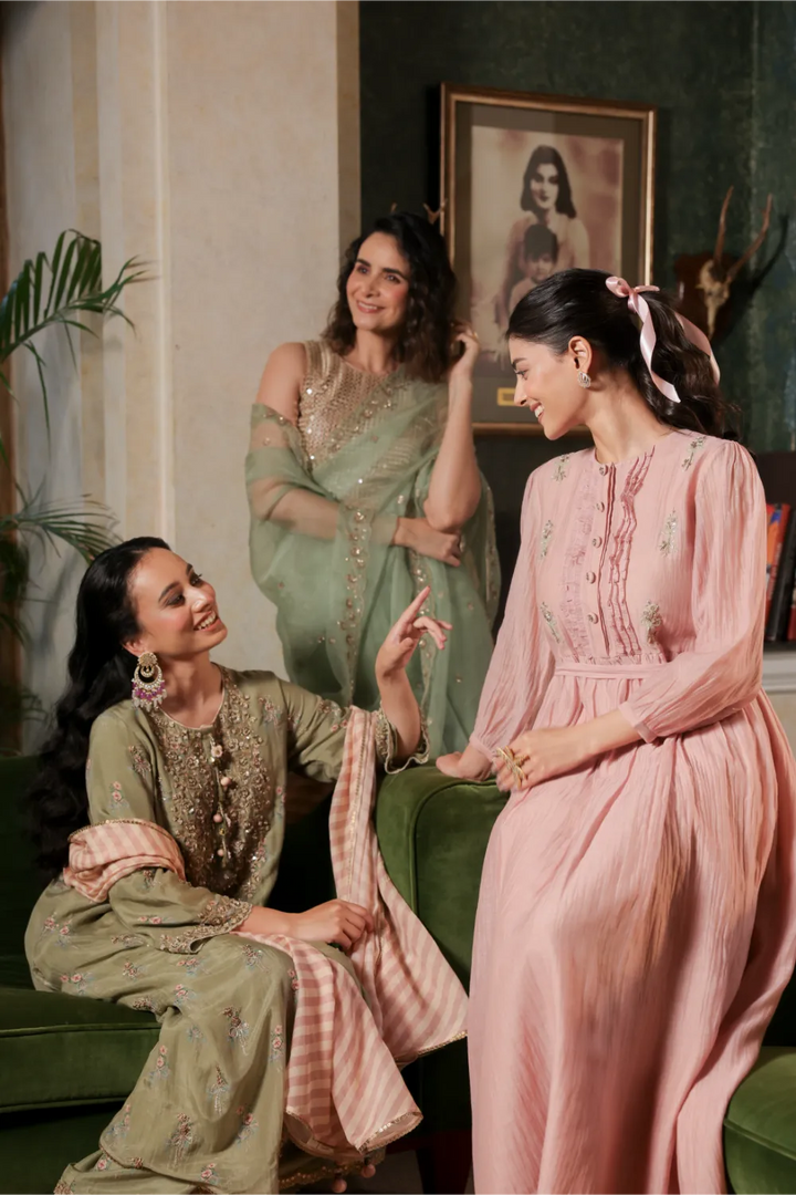 Rose Bow Print Kurta Set