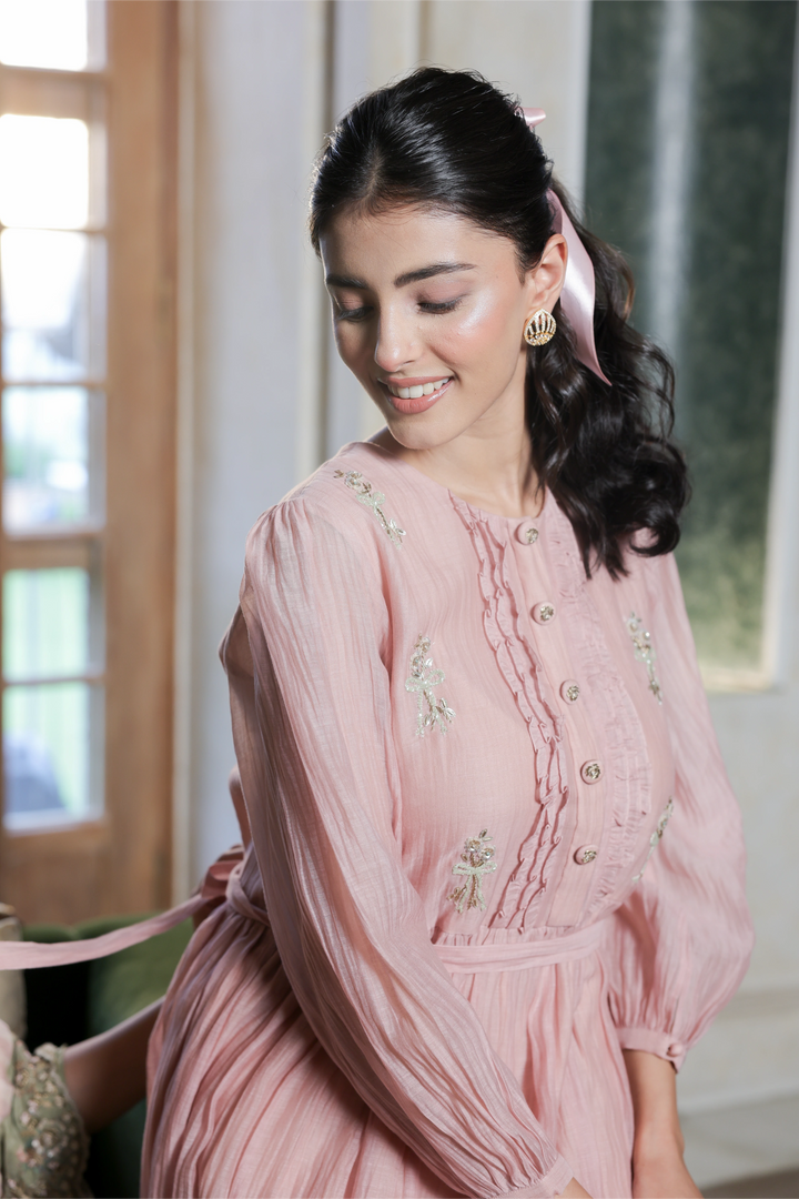Pink Noor E Bow Dress