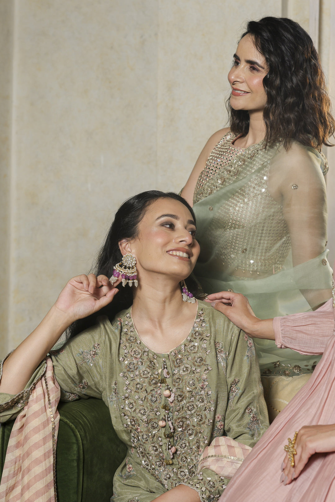 Rose Bow Print Kurta Set