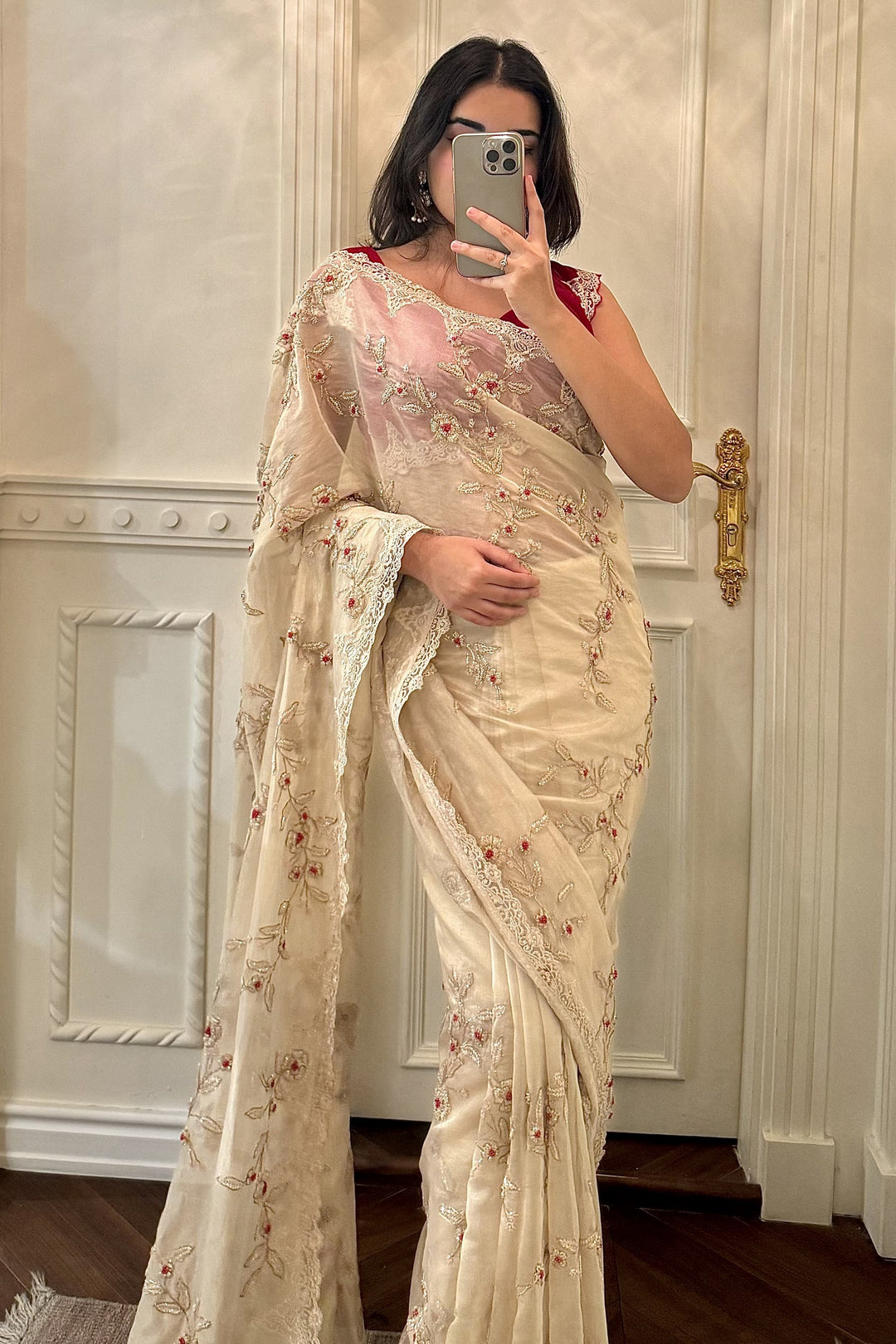 Sakshi Srivastava Chintz Floral Tissue Saree