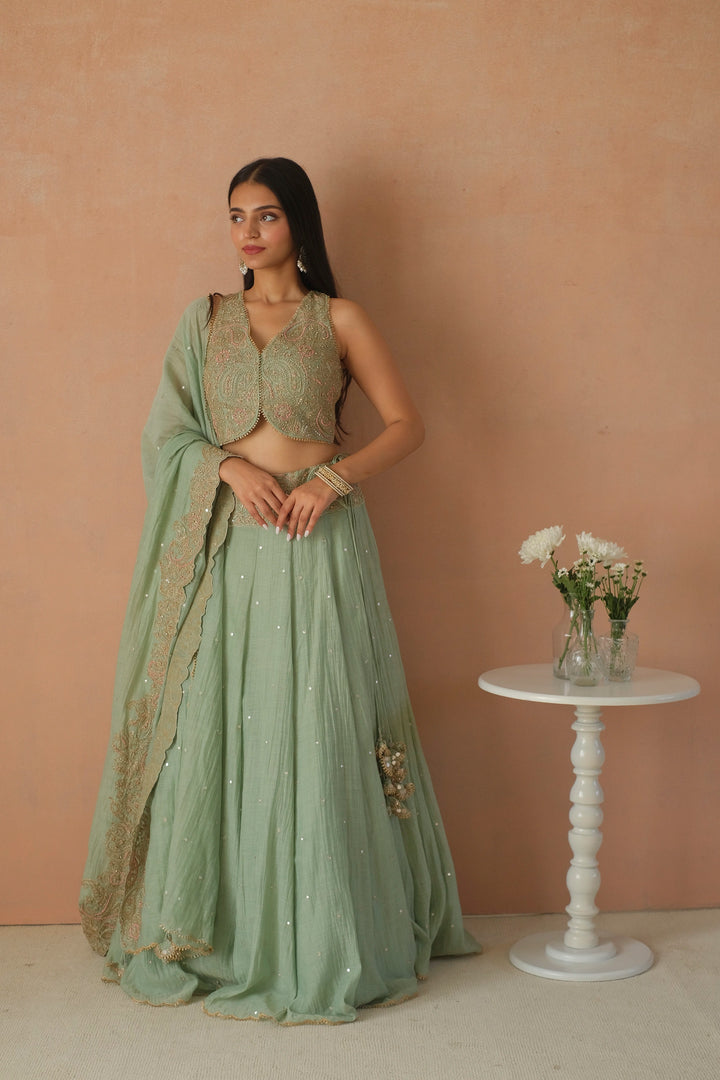 VRINDA DORI LEHENGA WINTER TEAL