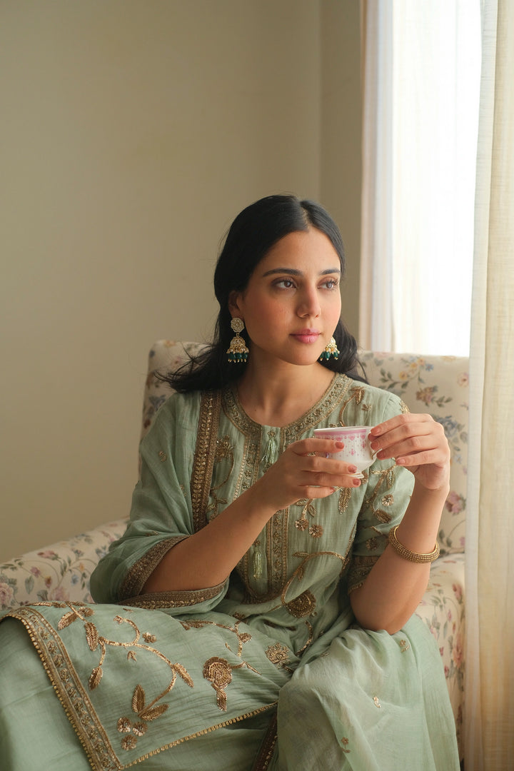Winter Teal Zareen Farishi Kurta Set