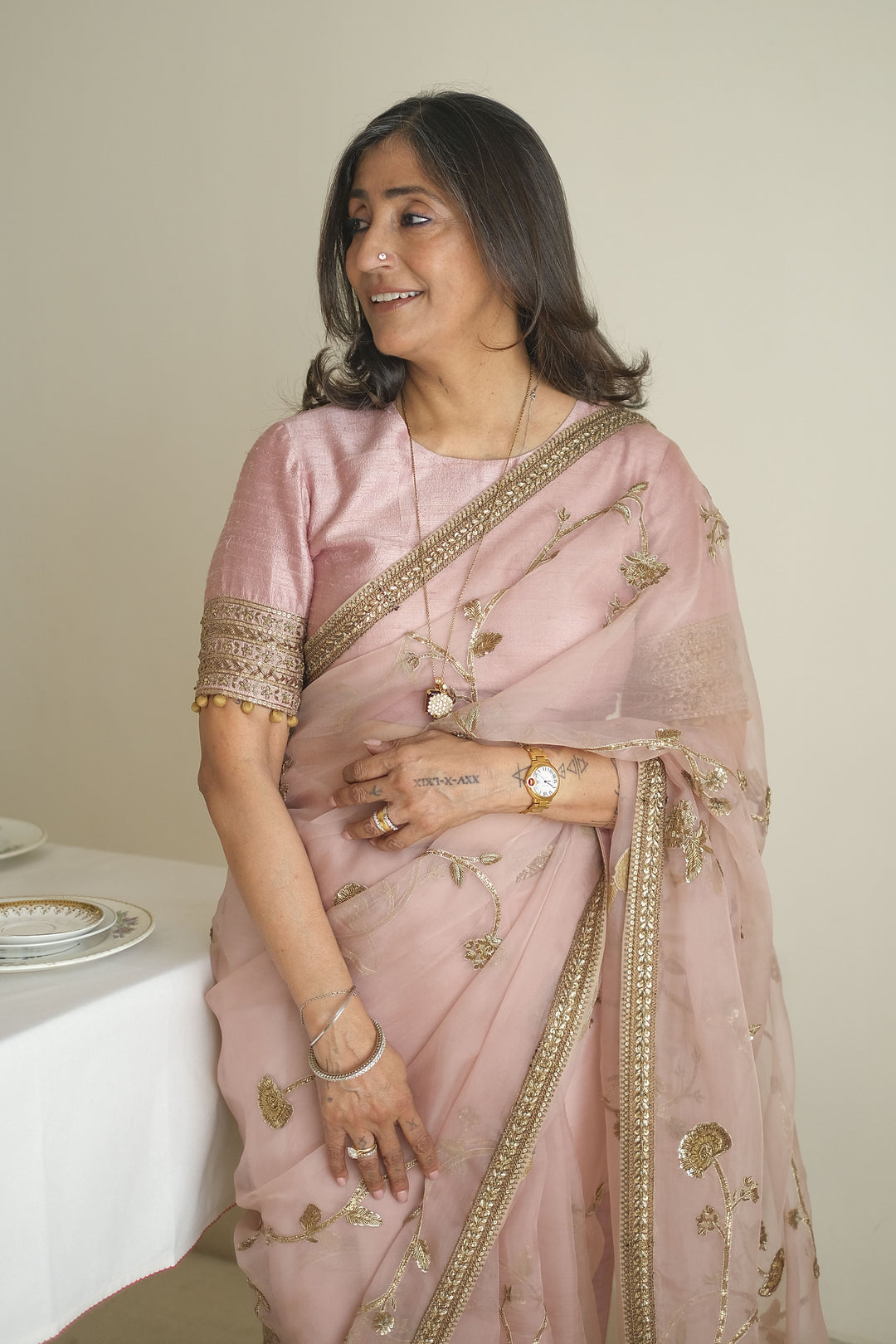 Pink Zareen Saree