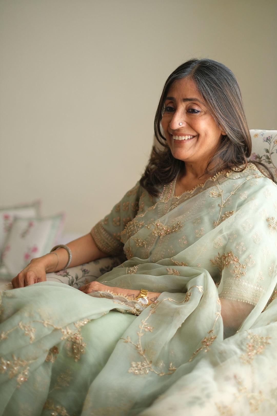 Teal Vrinda Dori Saree Set