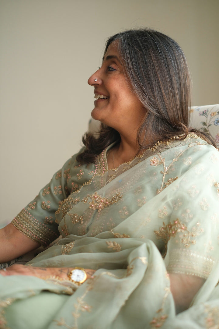 Teal Vrinda Dori Saree Set