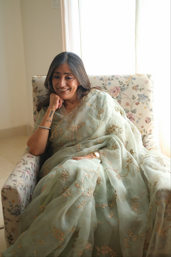 Teal Vrinda Dori Saree Set