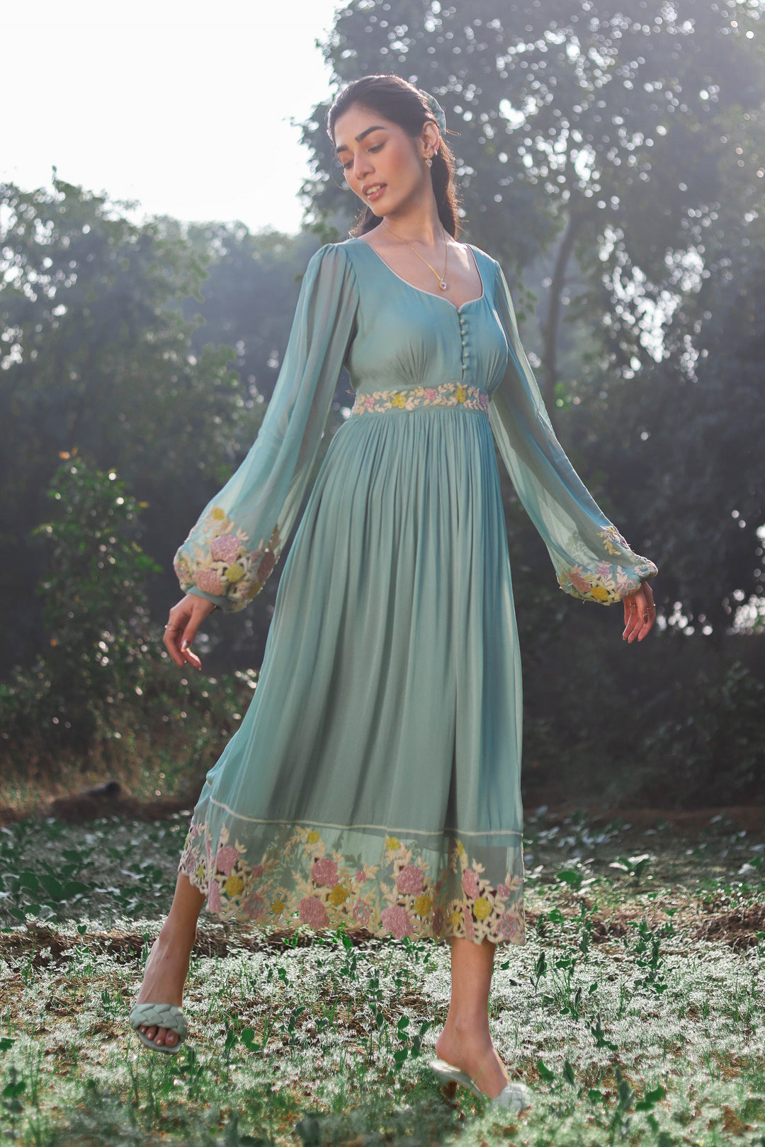 Fall Green Gardenia Cutwork Dress Summer By Priyanka Gupta Fall Green Gardenia Cutwork Dress Summer By Priyanka Gupta