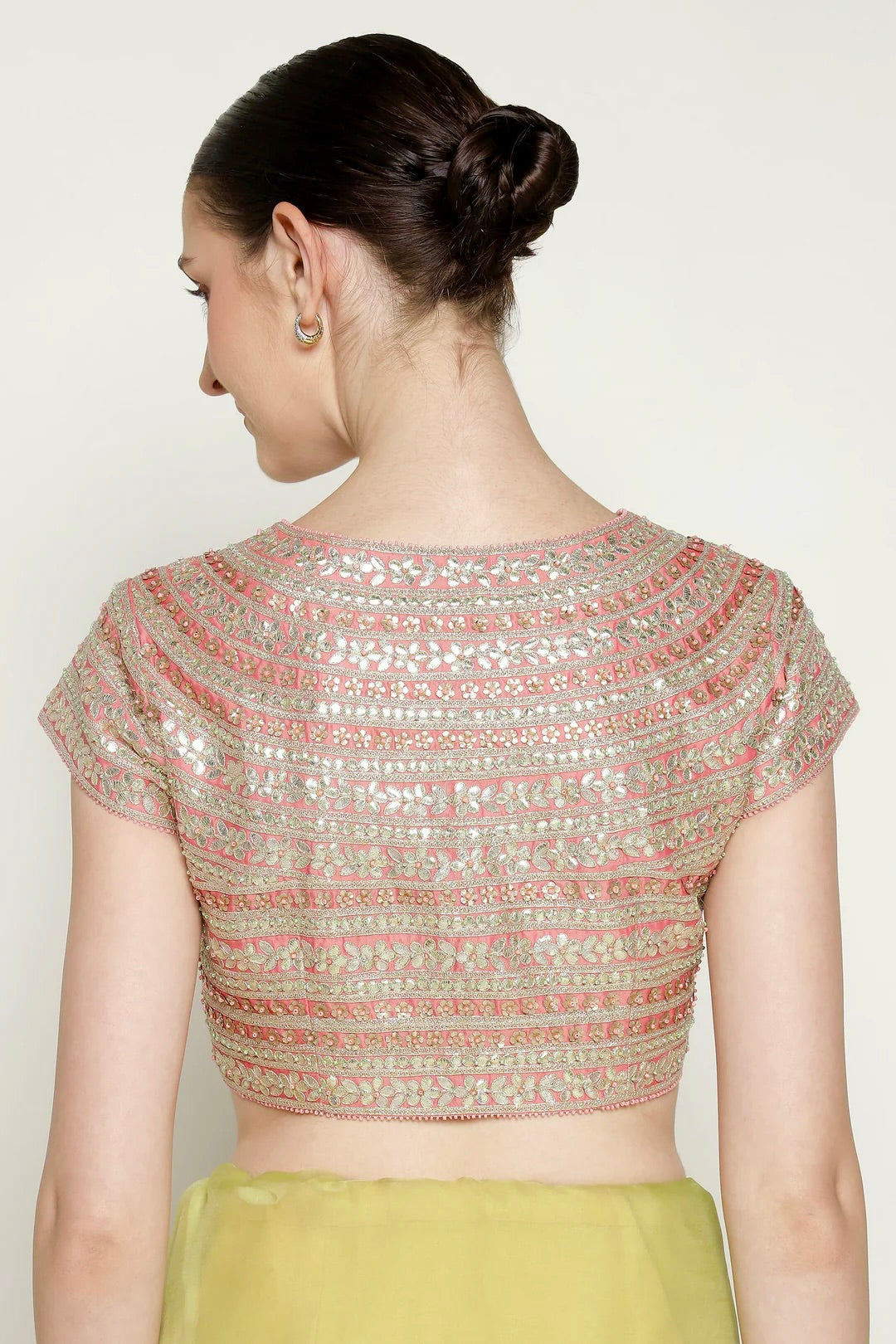 Lime Green Gota Barfi Saree