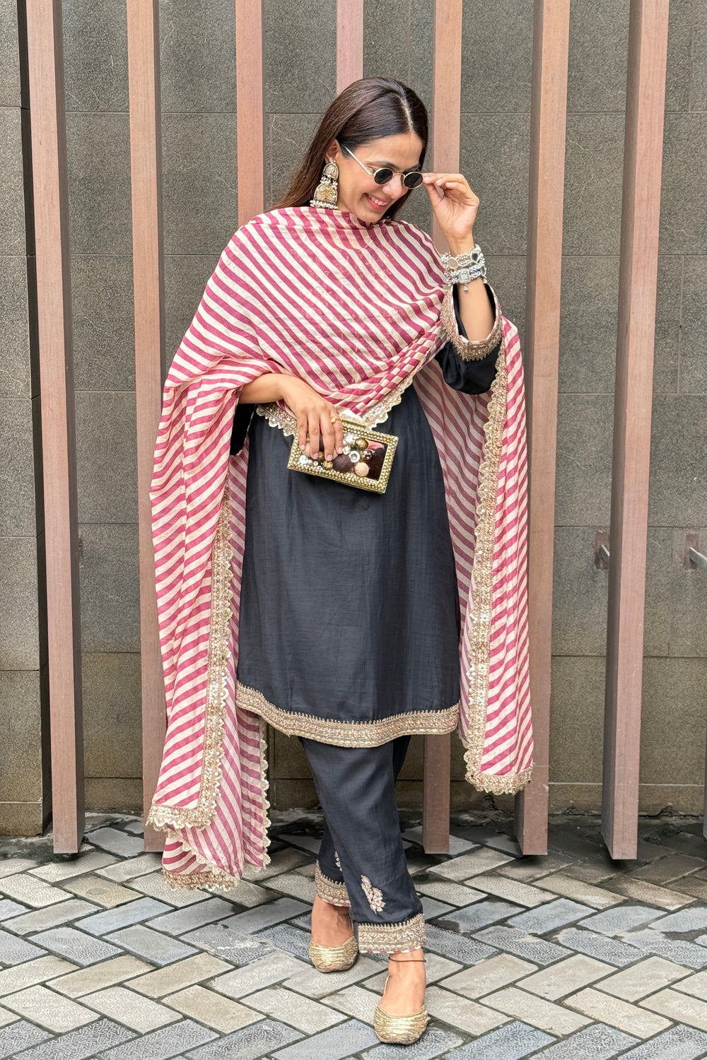 Sneha Adwani Black Noor E Summer Kurta Set