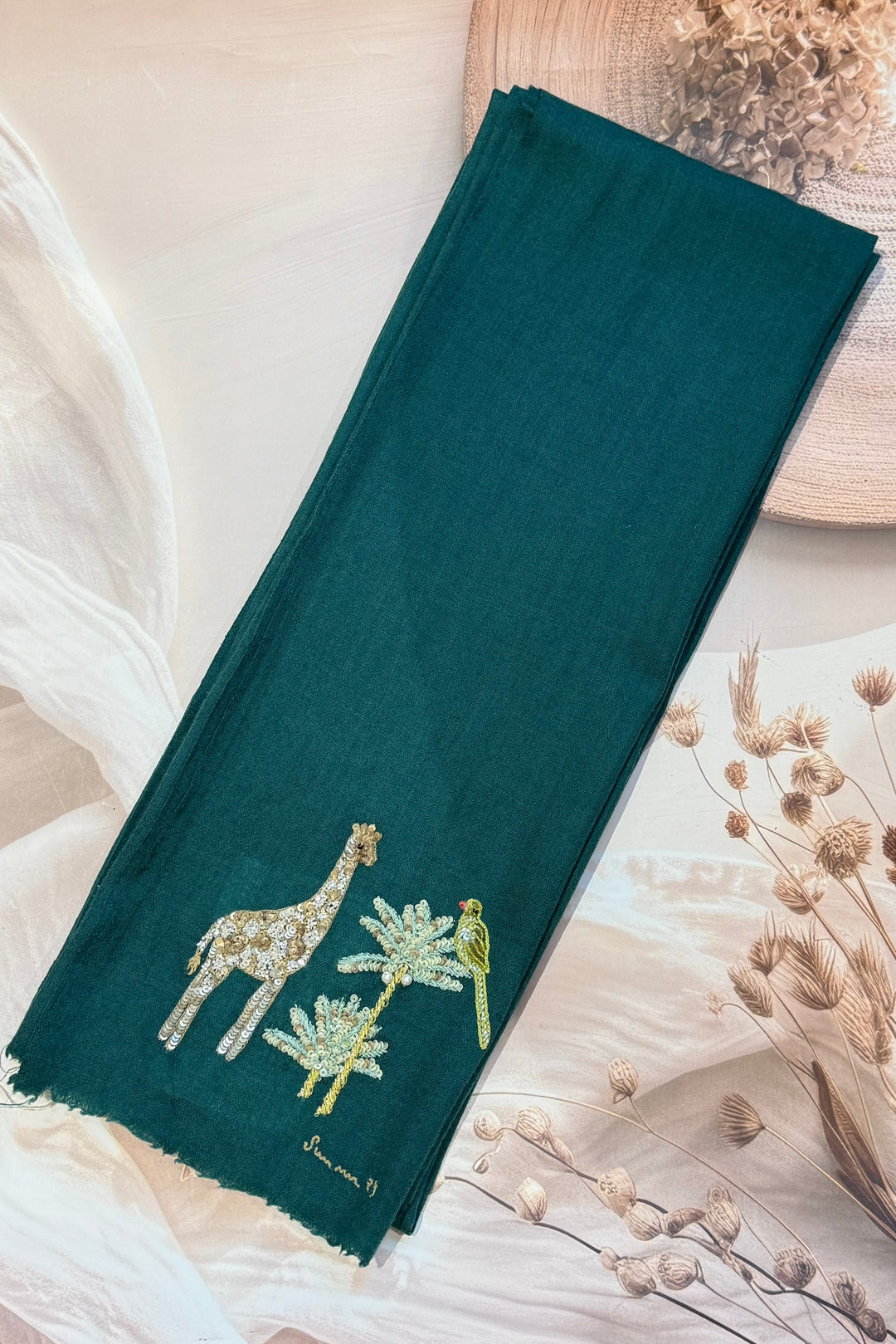 Emerald Green Giraffe Stole
