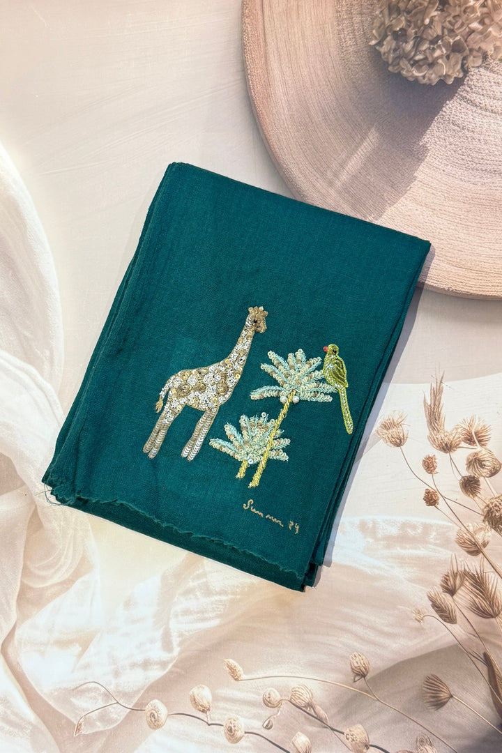 Emerald Green Giraffe Stole