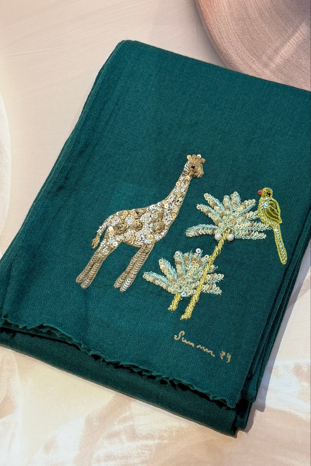 Emerald Green Giraffe Stole