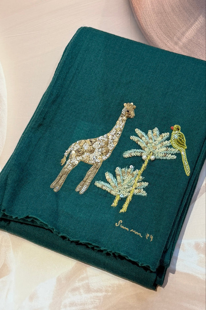 Emerald Green Giraffe Stole
