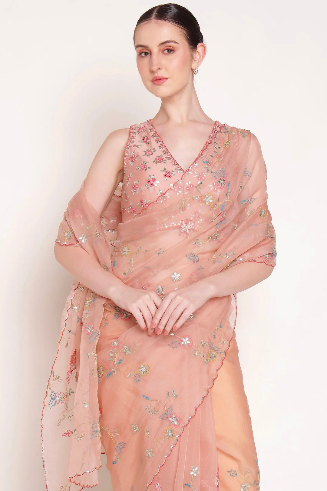 Dusky Pink Gulzaar Saree Set
