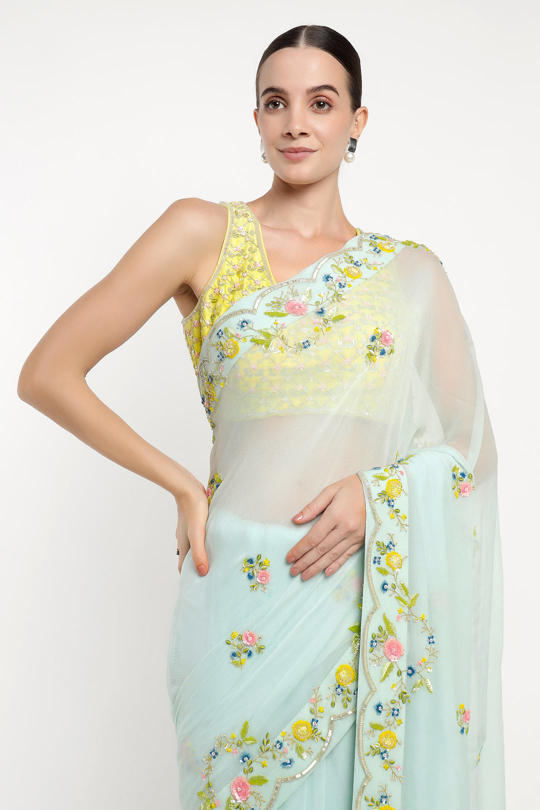 Blue Floral Fable Saree