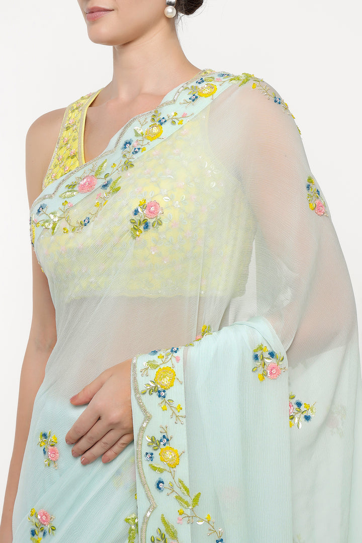 Blue Floral Fable Saree